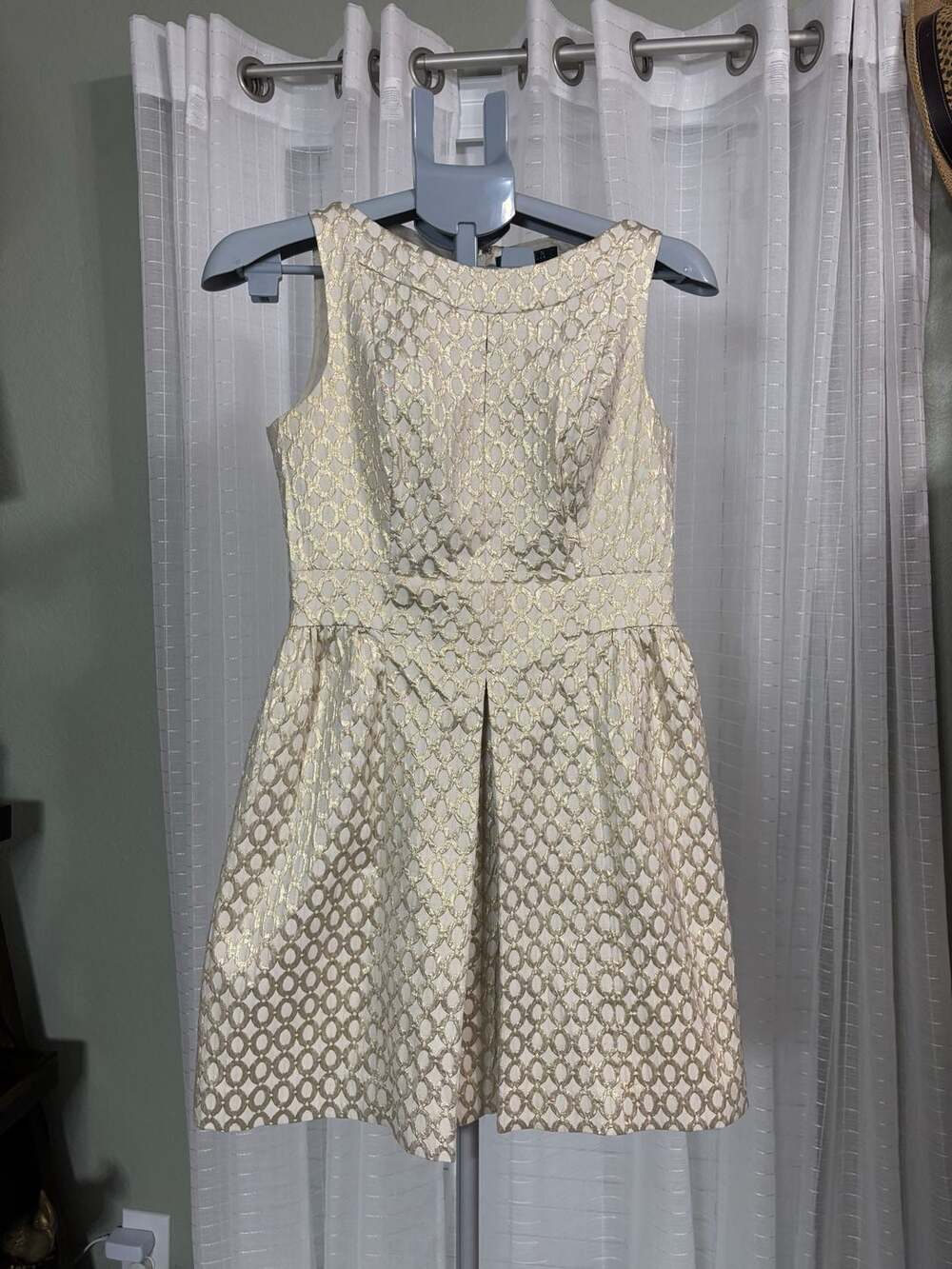 Lauren Ralph Lauren Gold Metallic Jacquard Fit and Flare Cocktail Dress
